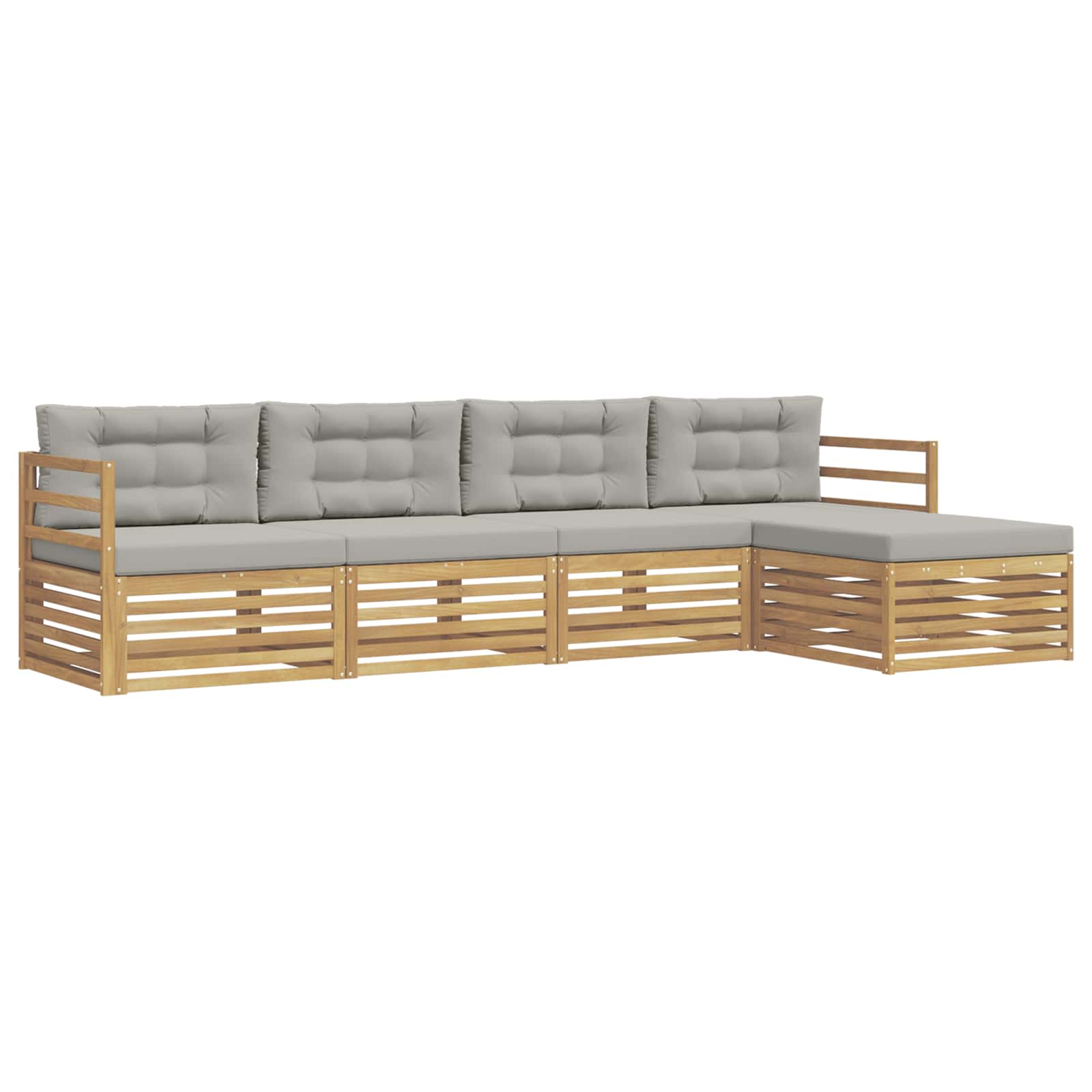 Set vanjskih sofa 5 pcs Bijela i svjetlosiva Poliester