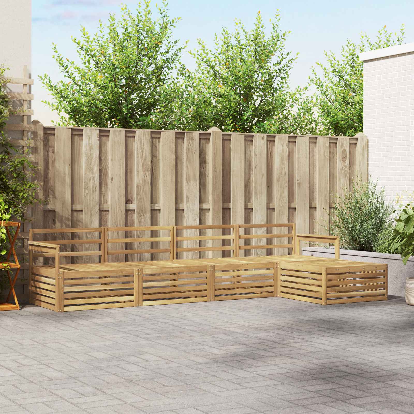 Set vanjskih sofa 5 pcs Bijela Čvrsto drvo akacije
