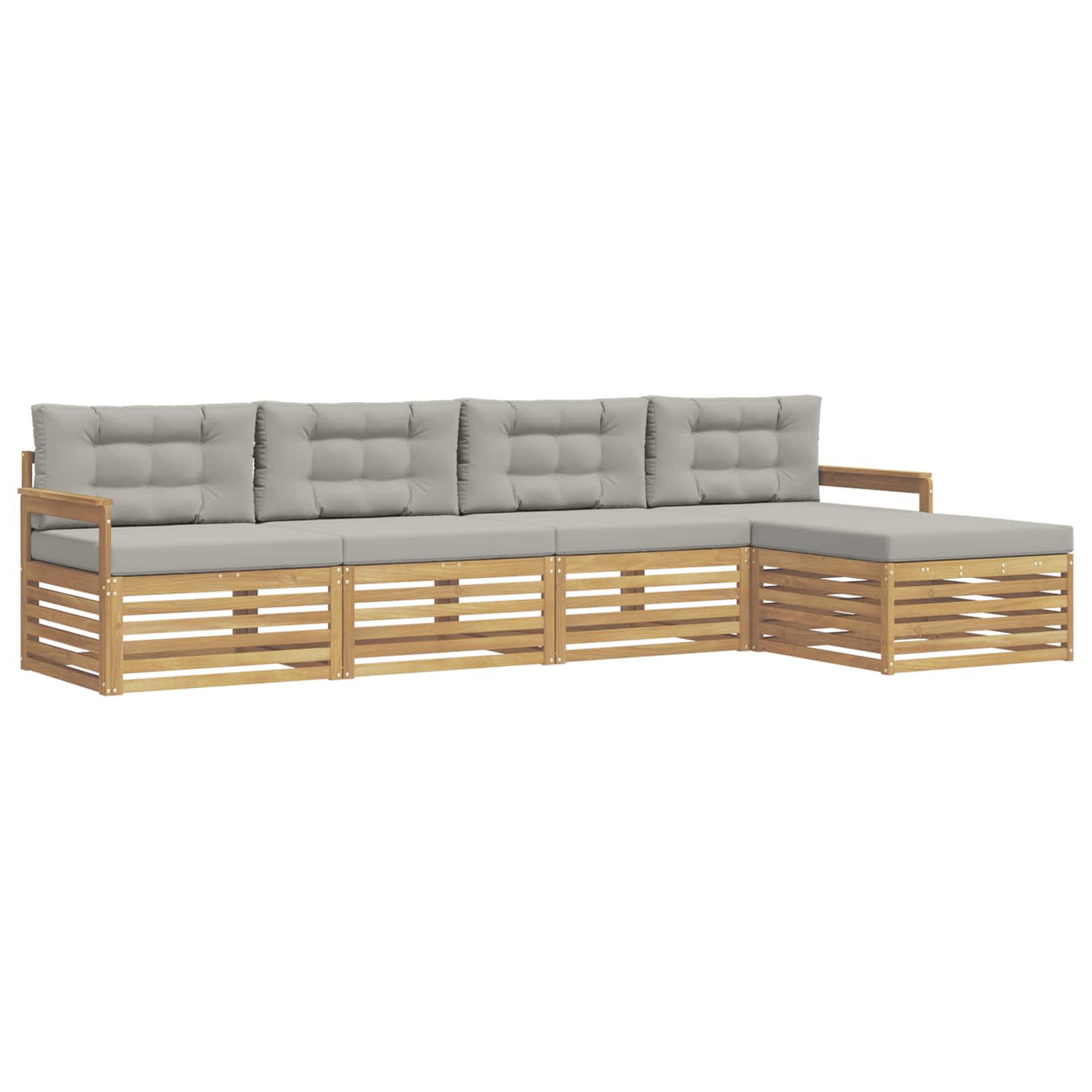 Set vanjskih sofa 5 pcs Bijela i svjetlosiva Poliester