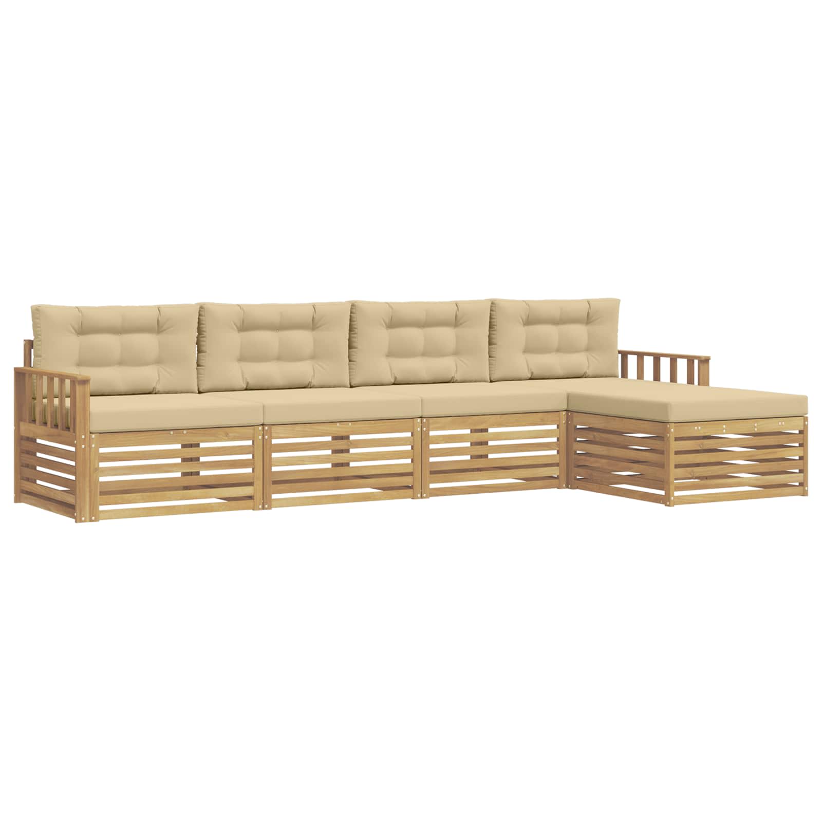 Set vanjskih sofa s jastukom 5 pcs Bijela i bež Poliester