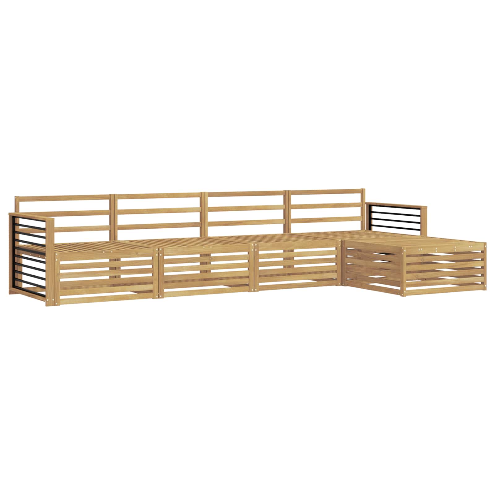 Set vanjskih sofa 5 pcs Bijela Čvrsto drvo akacije