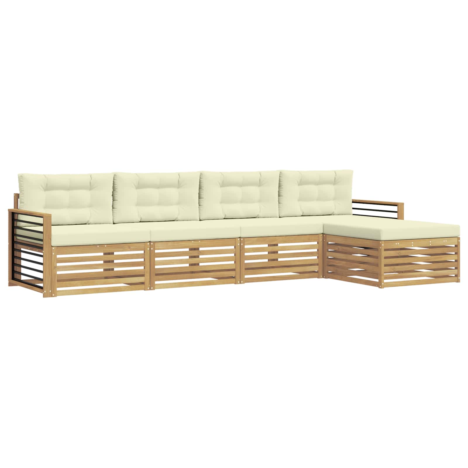 Set vanjskih sofa s jastukom 5 pcs Bijela i krem Poliester