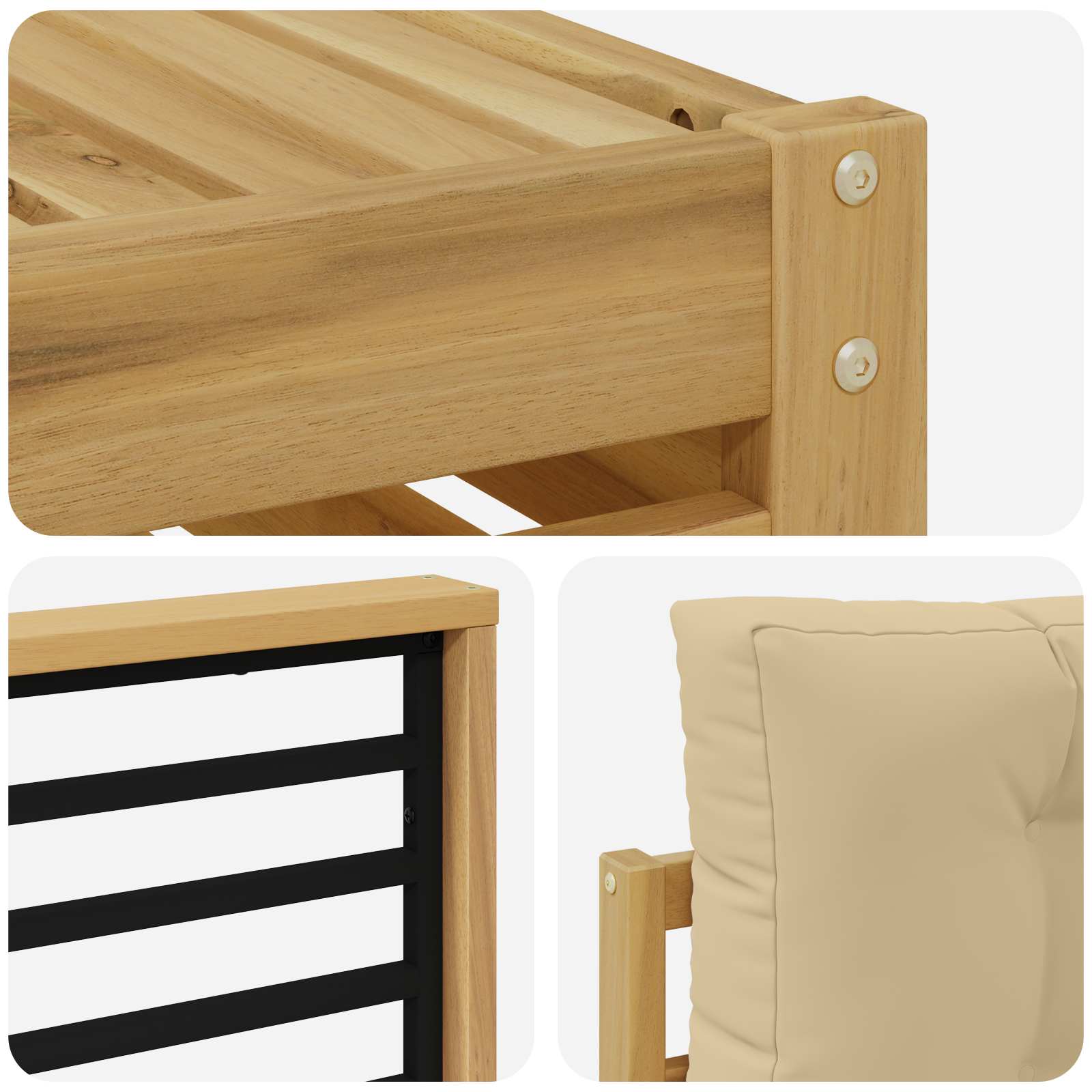 Set vanjskih sofa s jastukom 5 pcs Bijela i bež Poliester