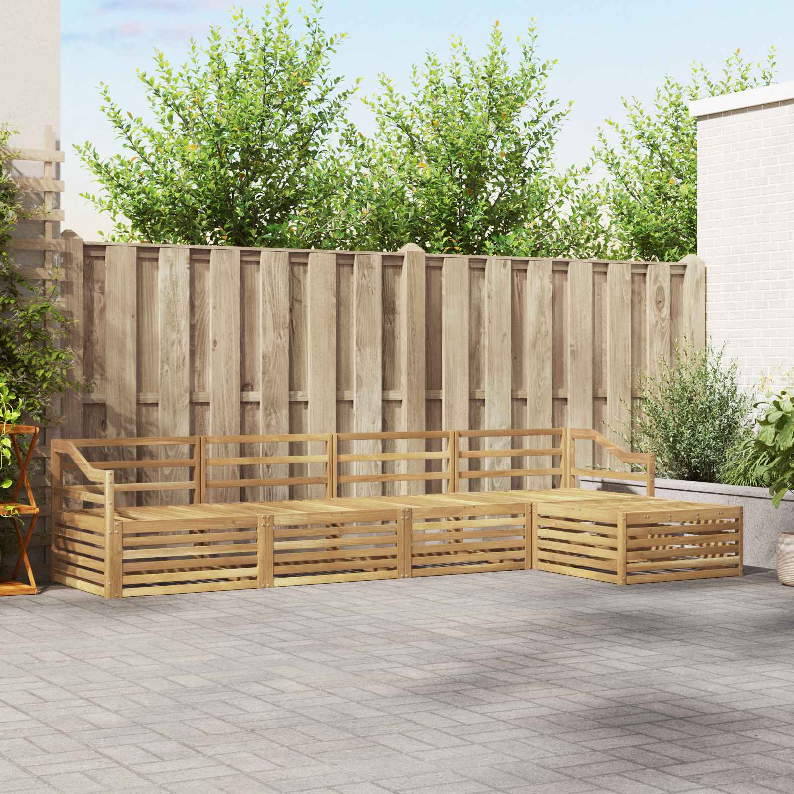Set vanjskih sofa 5 pcs Bijela Čvrsto drvo akacije