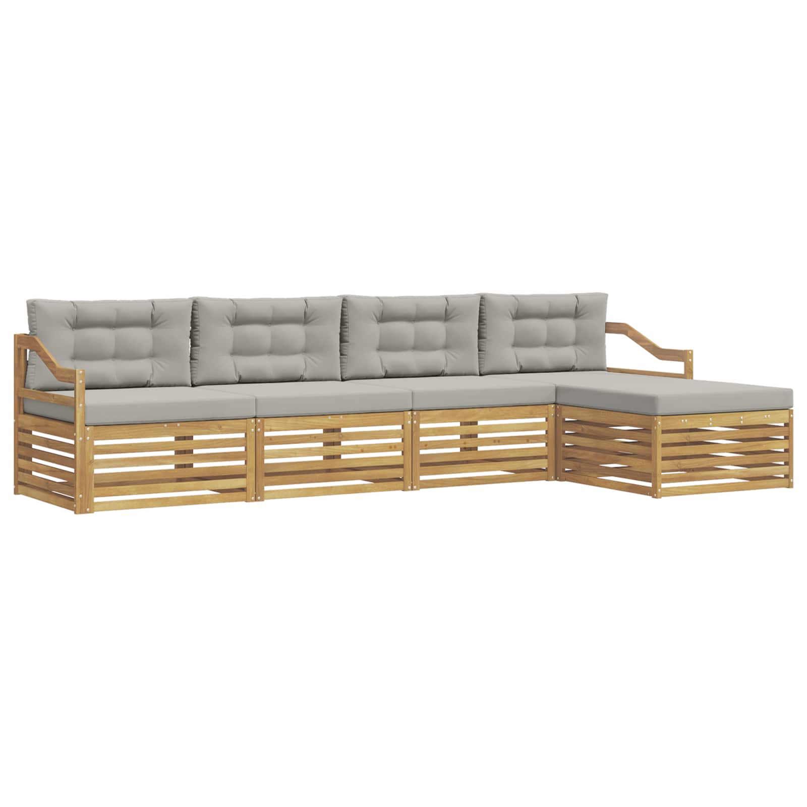 Set vanjskih sofa 5 pcs Bijela i svjetlosiva Poliester