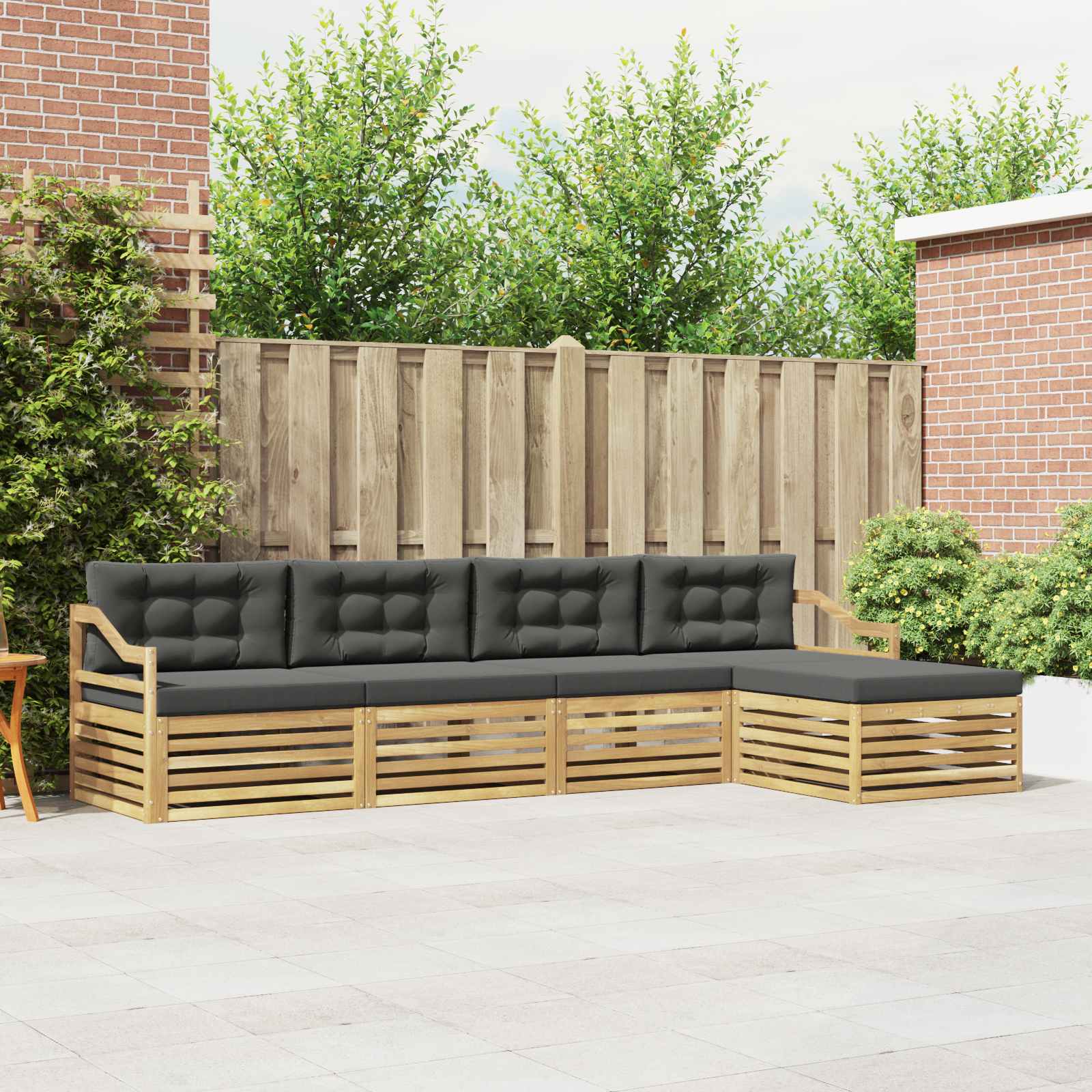 Set vanjskih sofa s jastukom 5 pcs Bijela i antracit Poliester