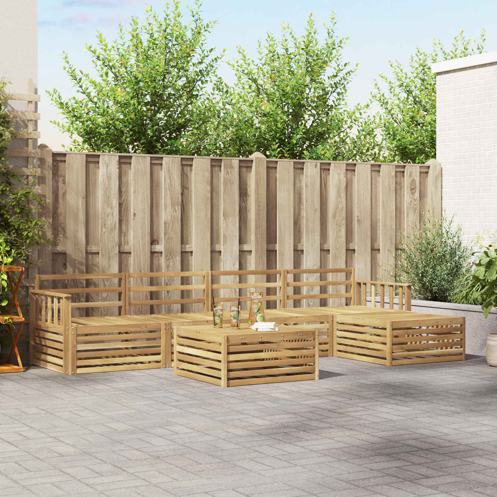 Set vanjskih sofa 7 pcs Bijela Čvrsto drvo akacije