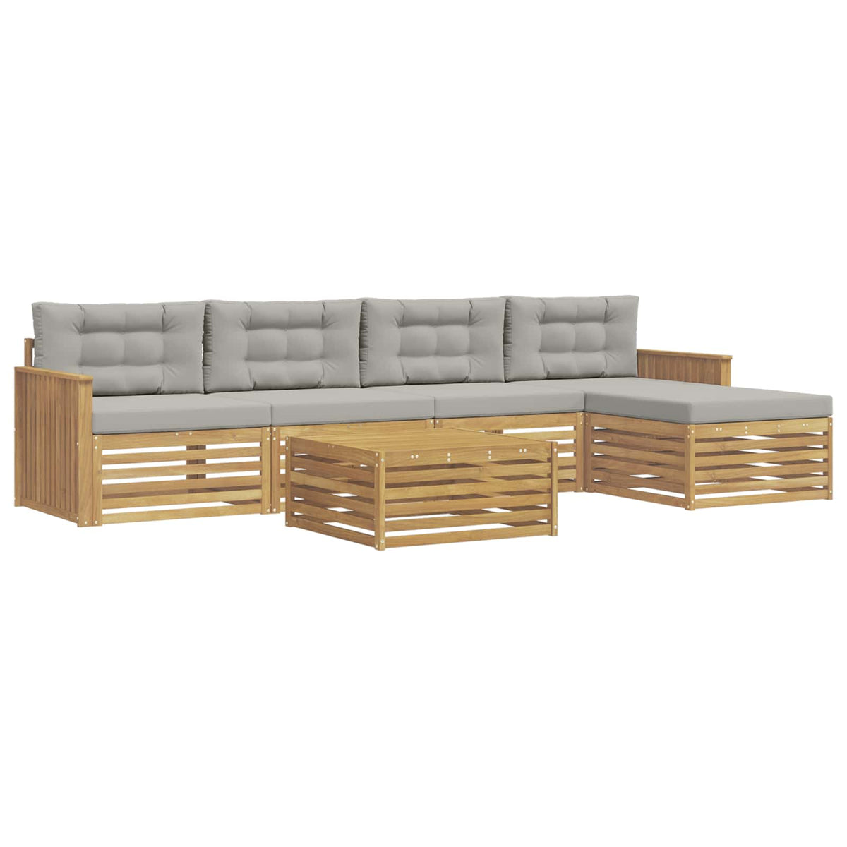 Set vanjskih sofa 6 kom. Bijela i svjetlosiva Poliester
