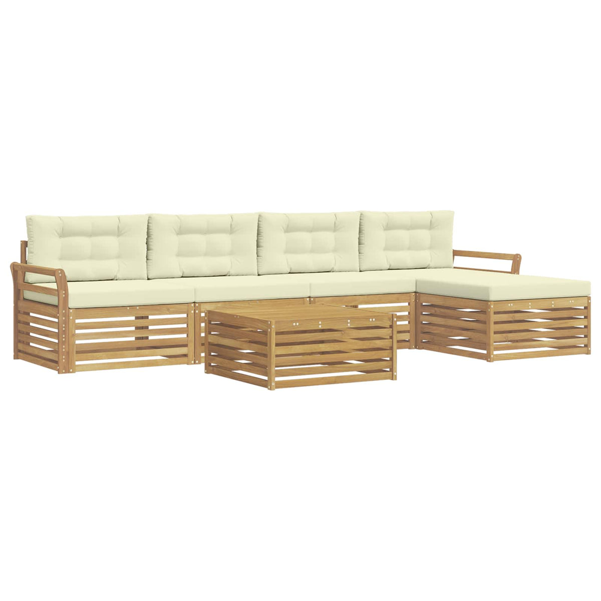 Set vanjskih sofa 6 kom. Bijela i krem Poliester
