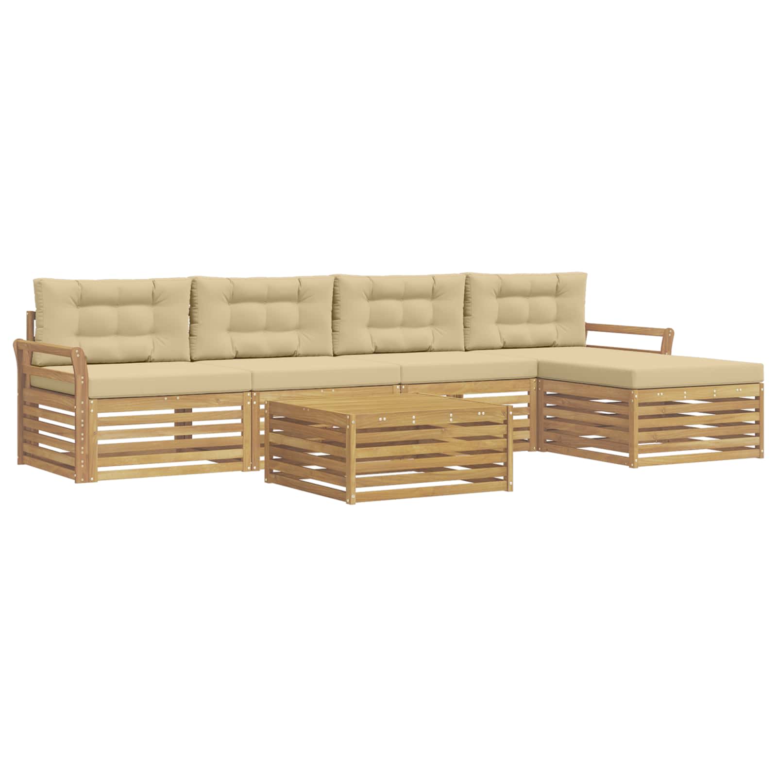 Set vanjskih sofa 6 kom. Bijela i bež Poliester