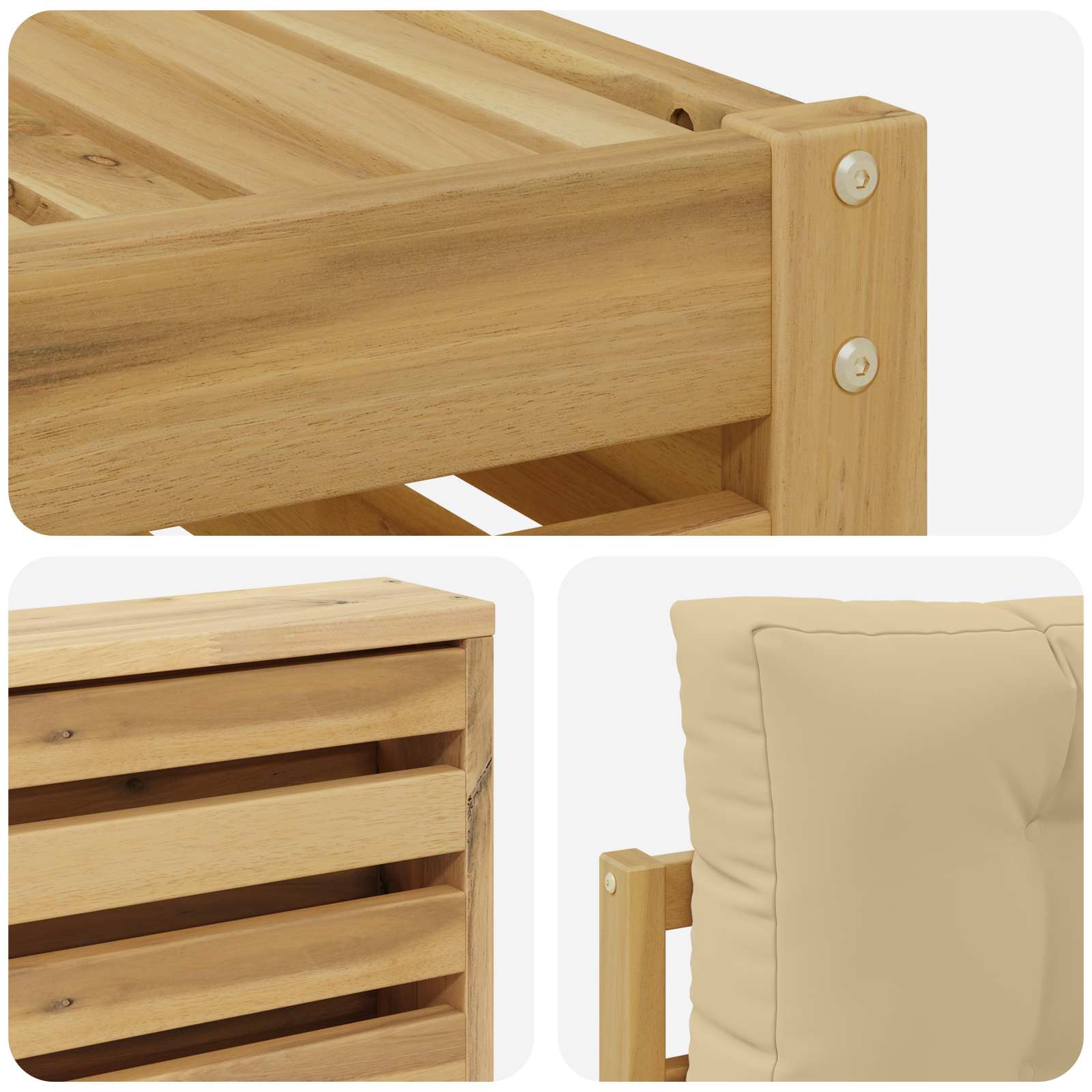 Set vanjskih sofa 6 kom. Bijela i bež Poliester