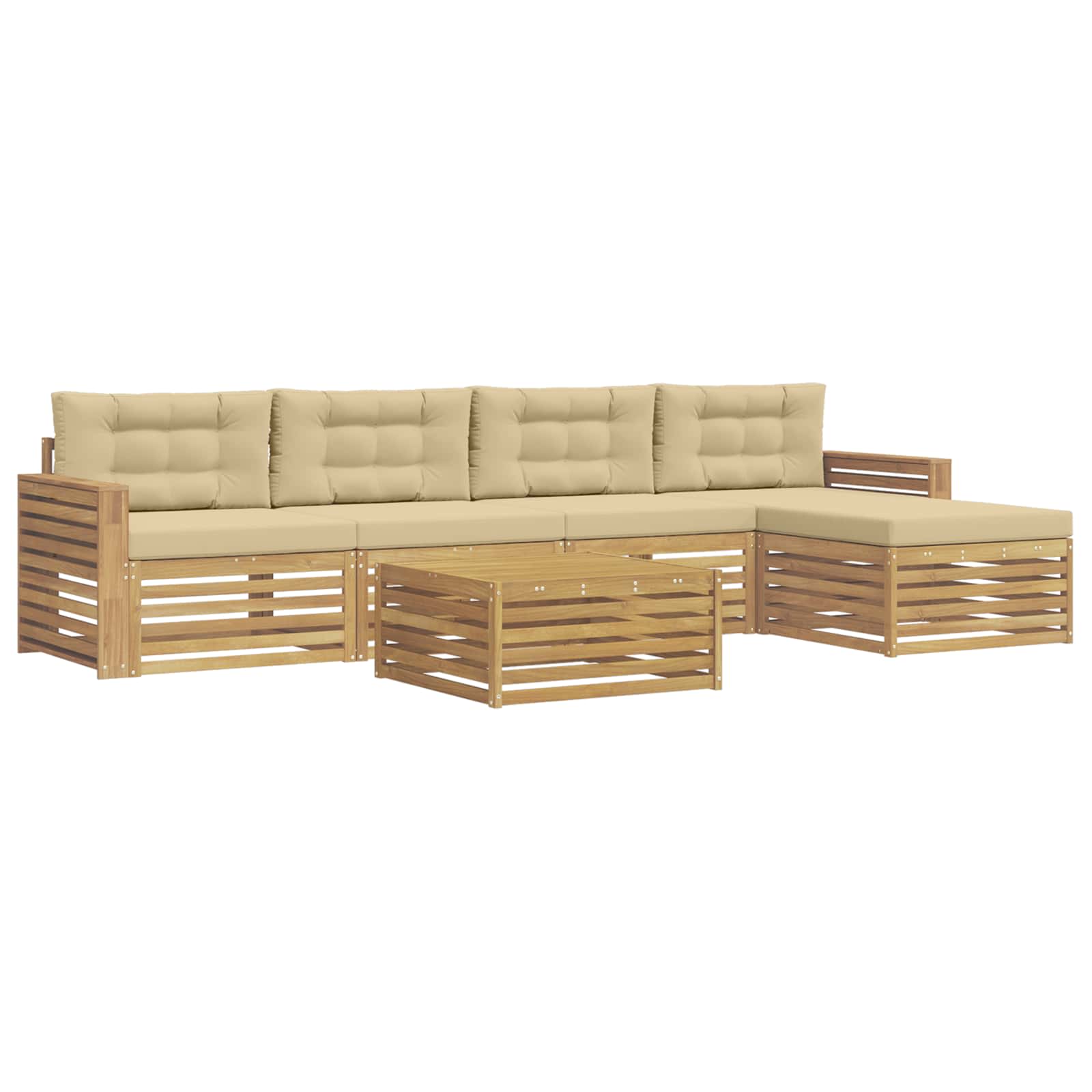 Set vanjskih sofa 6 kom. Bijela i bež Poliester