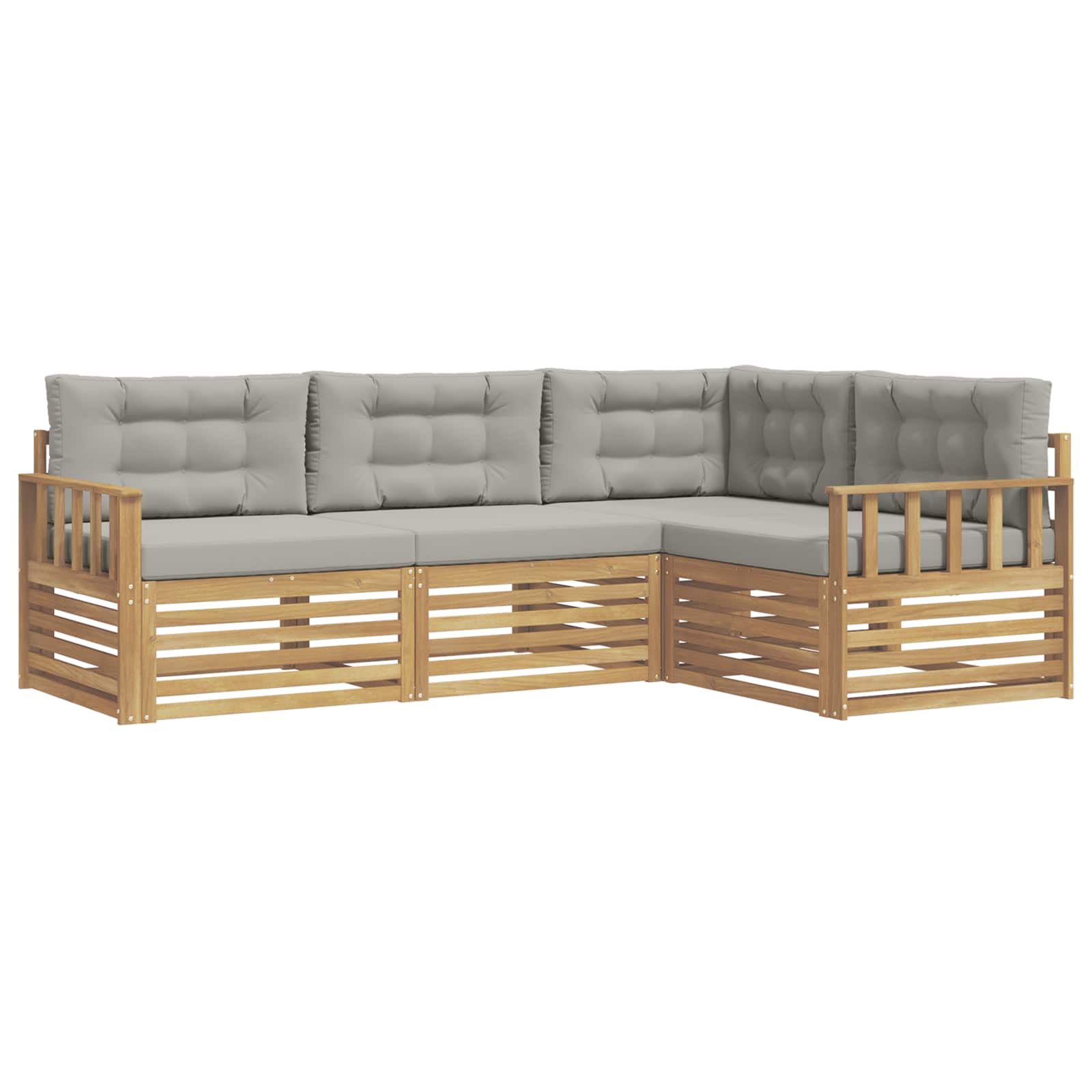Set vanjskih sofa 5 pcs Bijela i svjetlosiva Poliester
