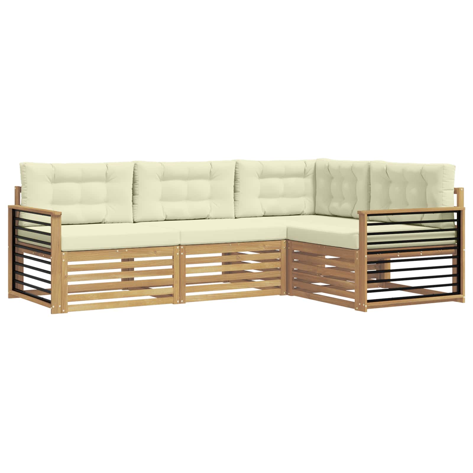 Set vanjskih sofa s jastukom 5 pcs Bijela i krem Poliester