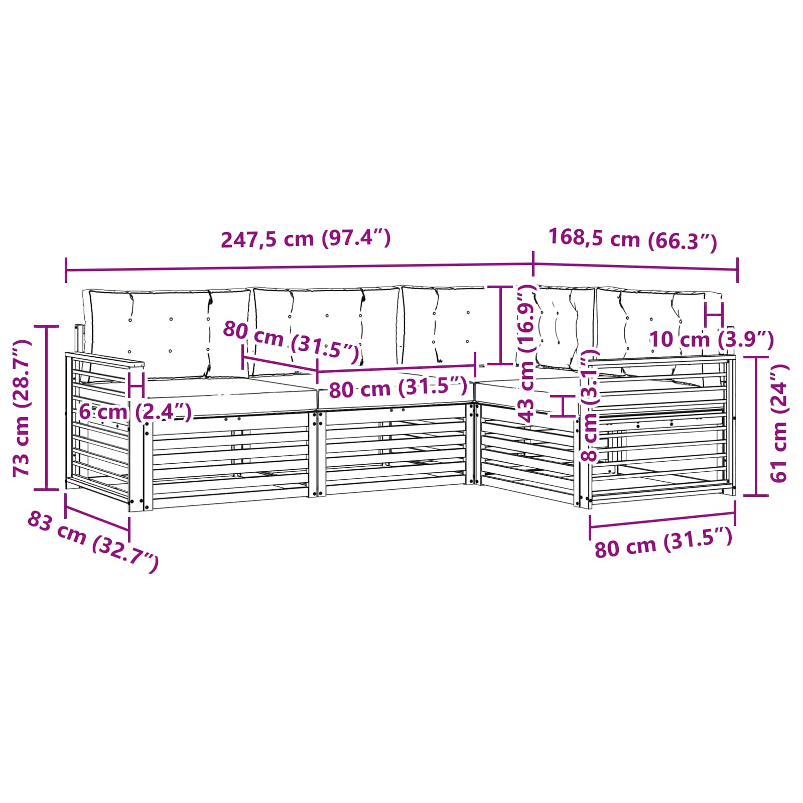Set vanjskih sofa s jastukom 5 pcs Bijela i bež Poliester