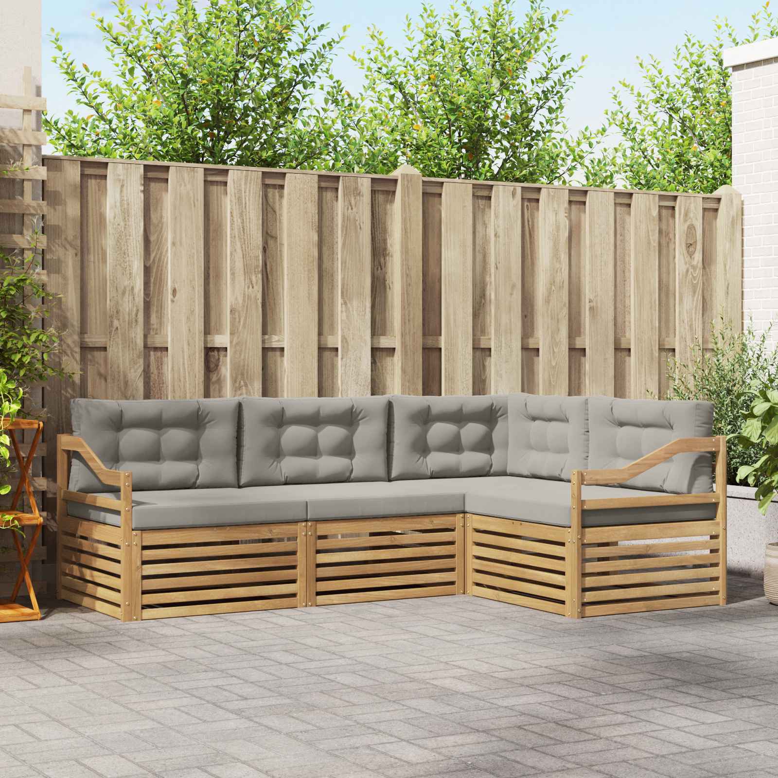 Set vanjskih sofa 4 pcs Bijela i svjetlosiva