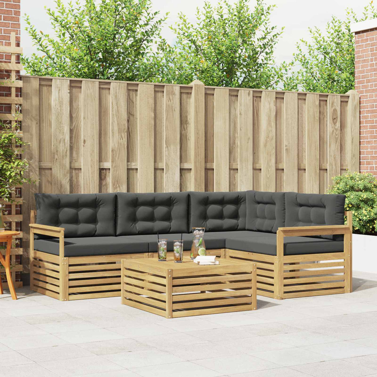 Set vanjskih sofa 6 kom. Bijela i antracit Poliester