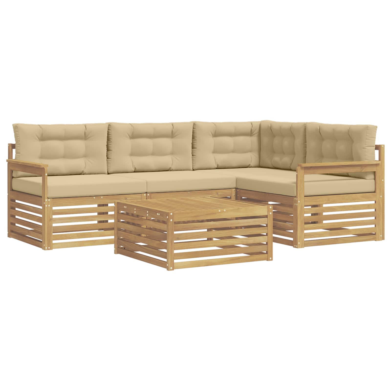 Set vanjskih sofa 6 kom. Bijela i bež Poliester