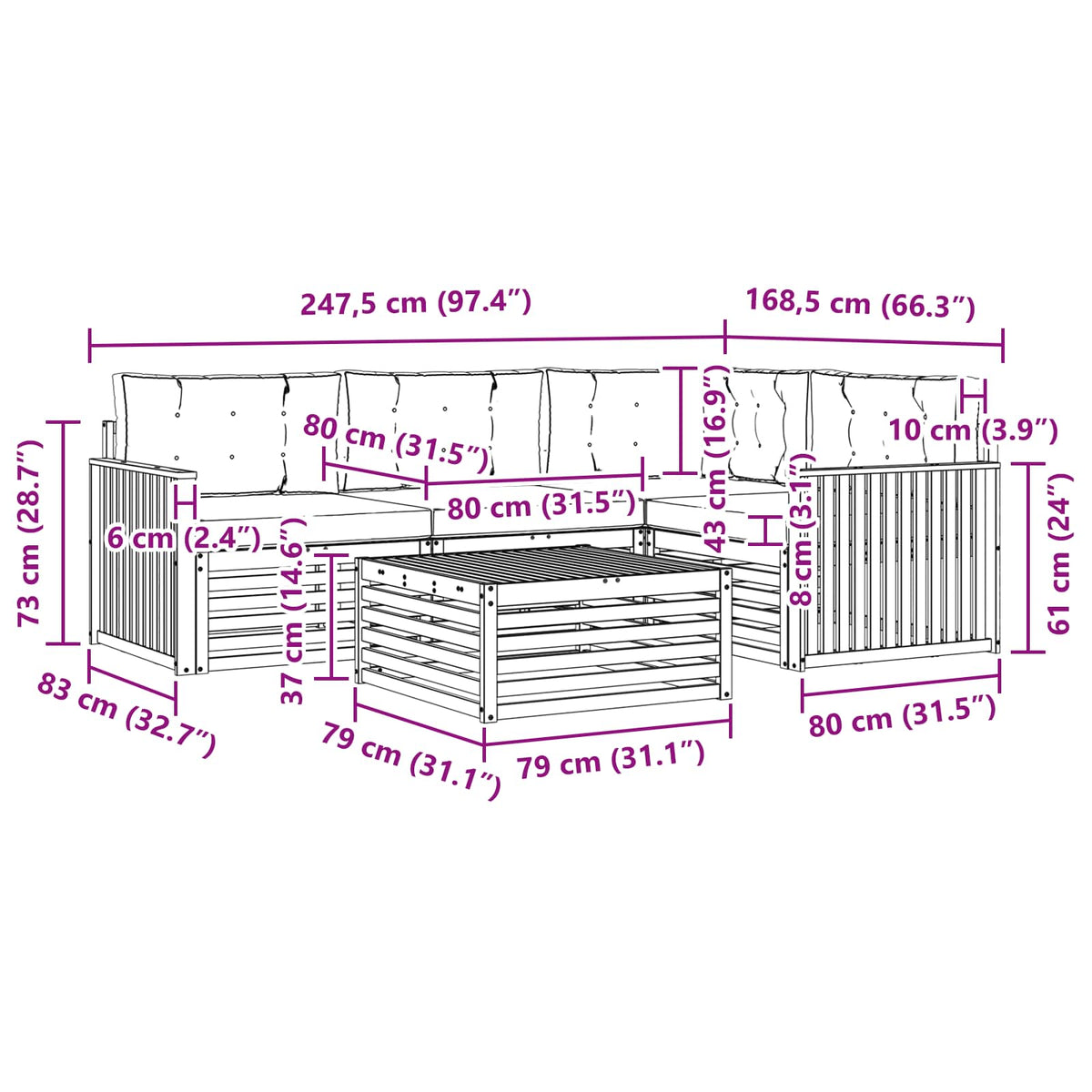 Set vanjskih sofa 5 kom. Bijela i bež Poliester