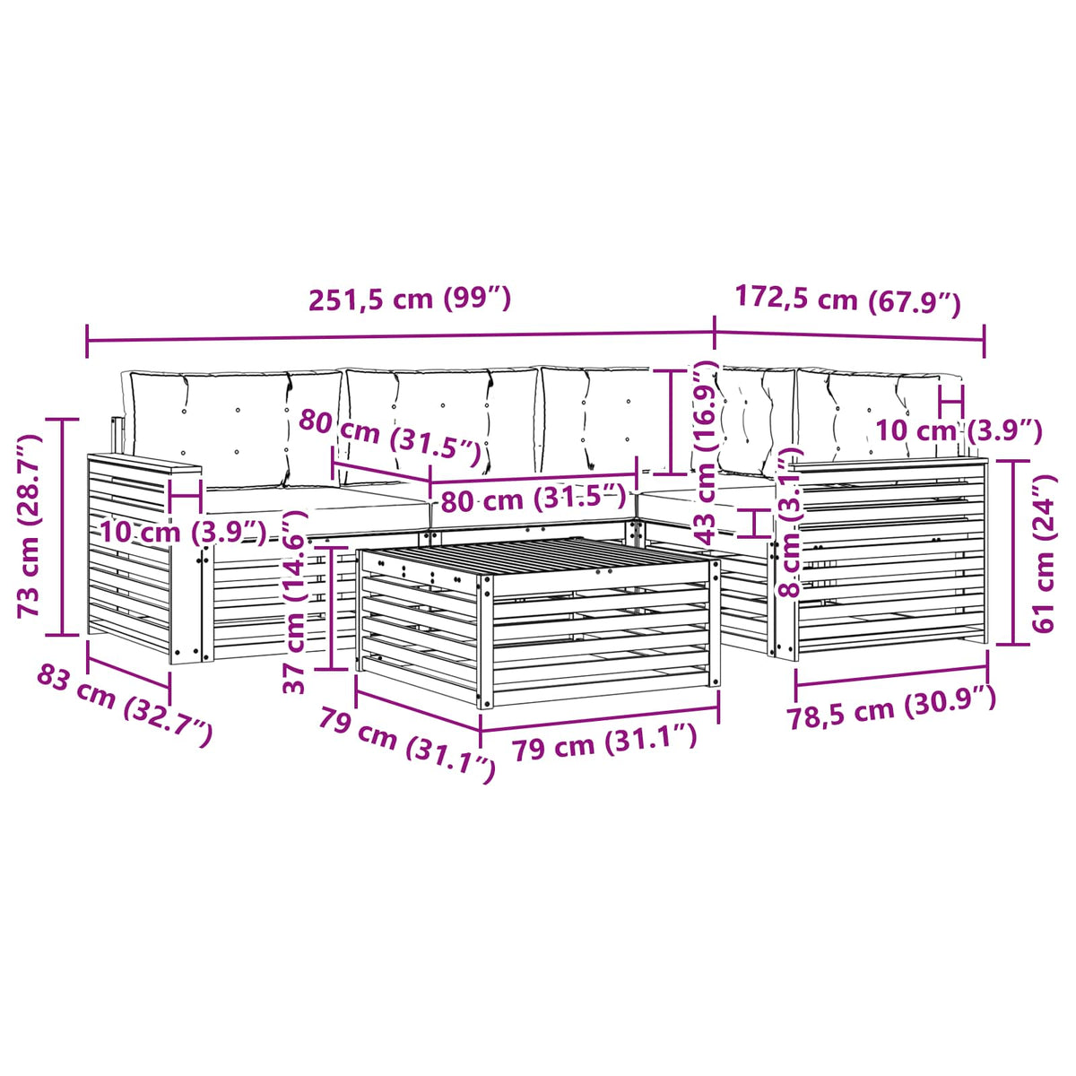 Set vanjskih sofa 5 kom. Bijela i bež Poliester