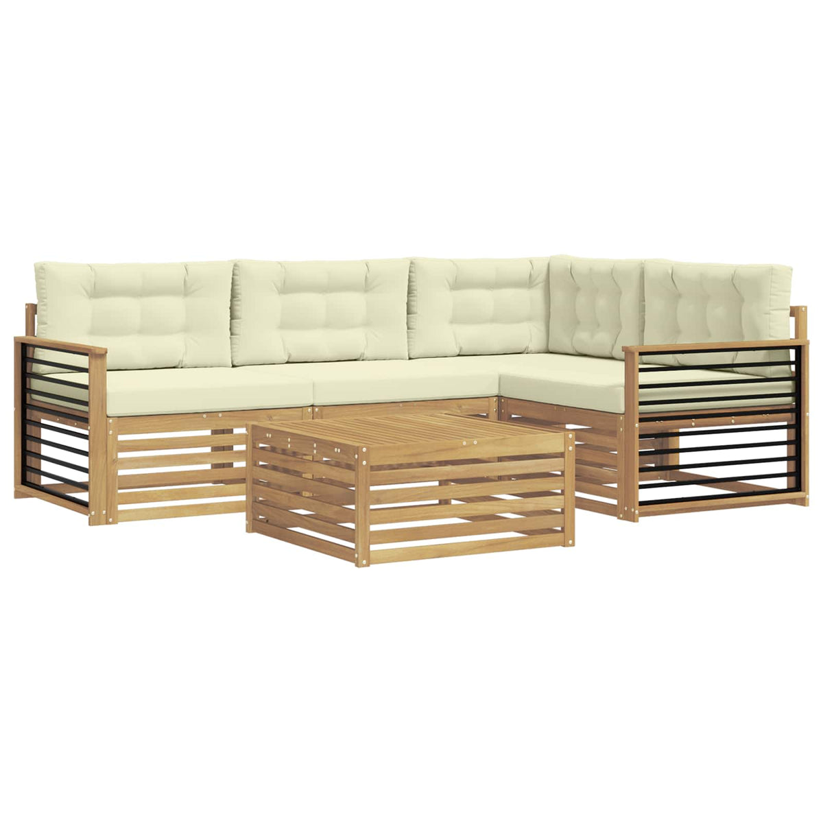 Set vanjskih sofa 6 kom. Bijela i krem Poliester