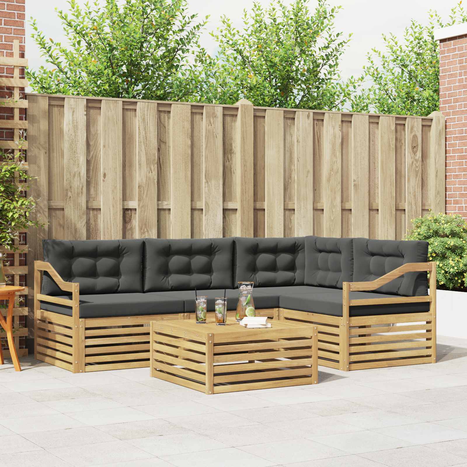 Set vanjskih sofa s jastukom 5 pcs Bijela i antracit Poliester