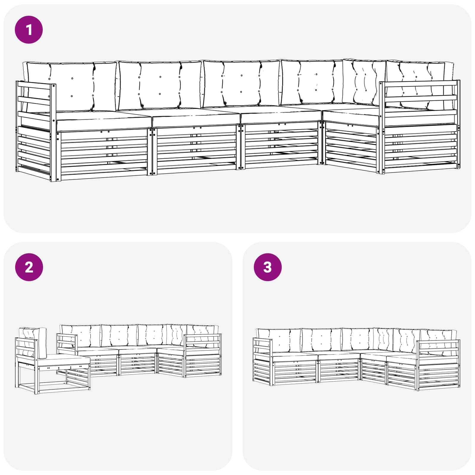 Set vanjskih sofa s jastukom 5 pcs Bijela i krem Poliester