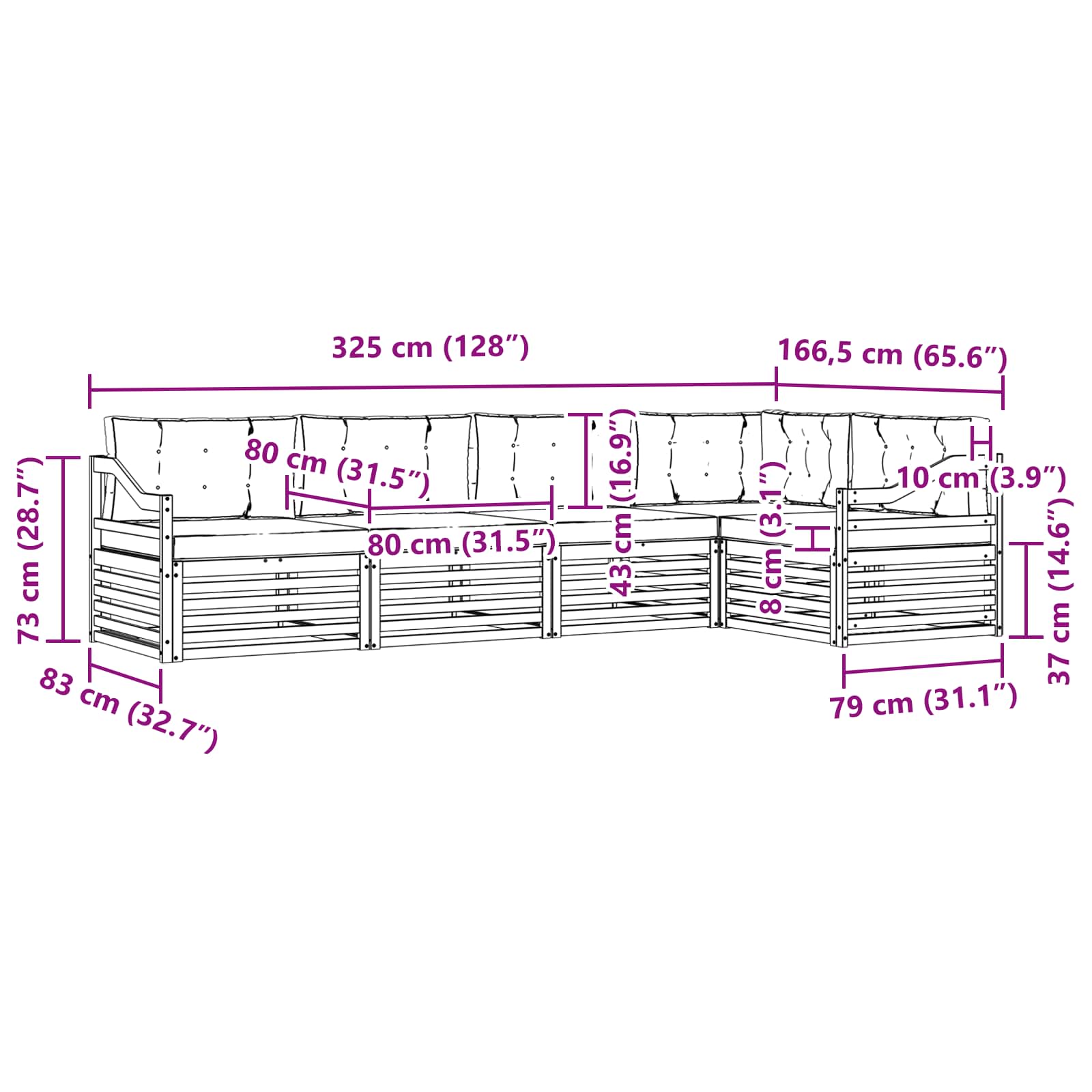 Set vanjskih sofa s jastukom 5 pcs Bijela i antracit Poliester