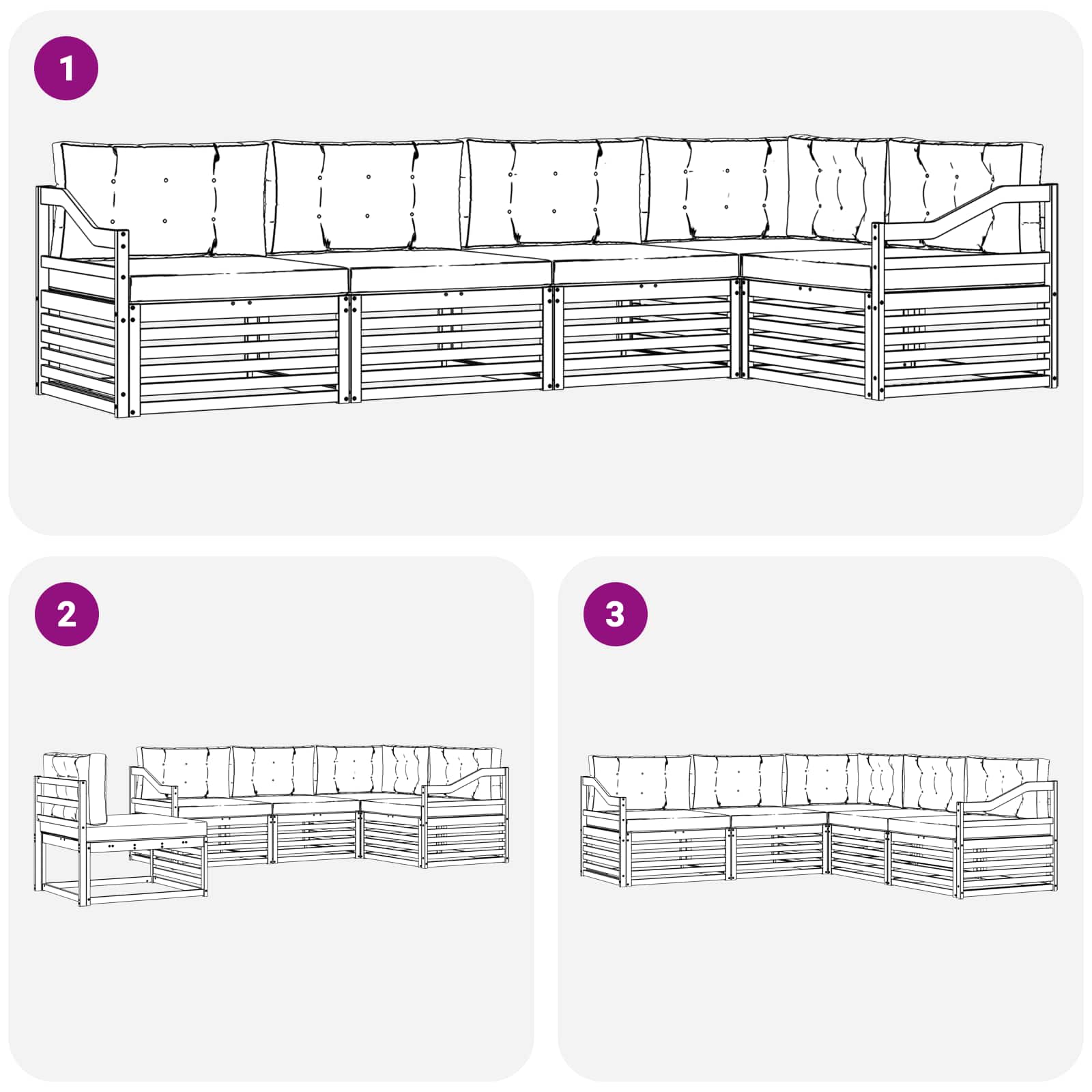 Set vanjskih sofa s jastukom 5 pcs Bijela i bež Poliester