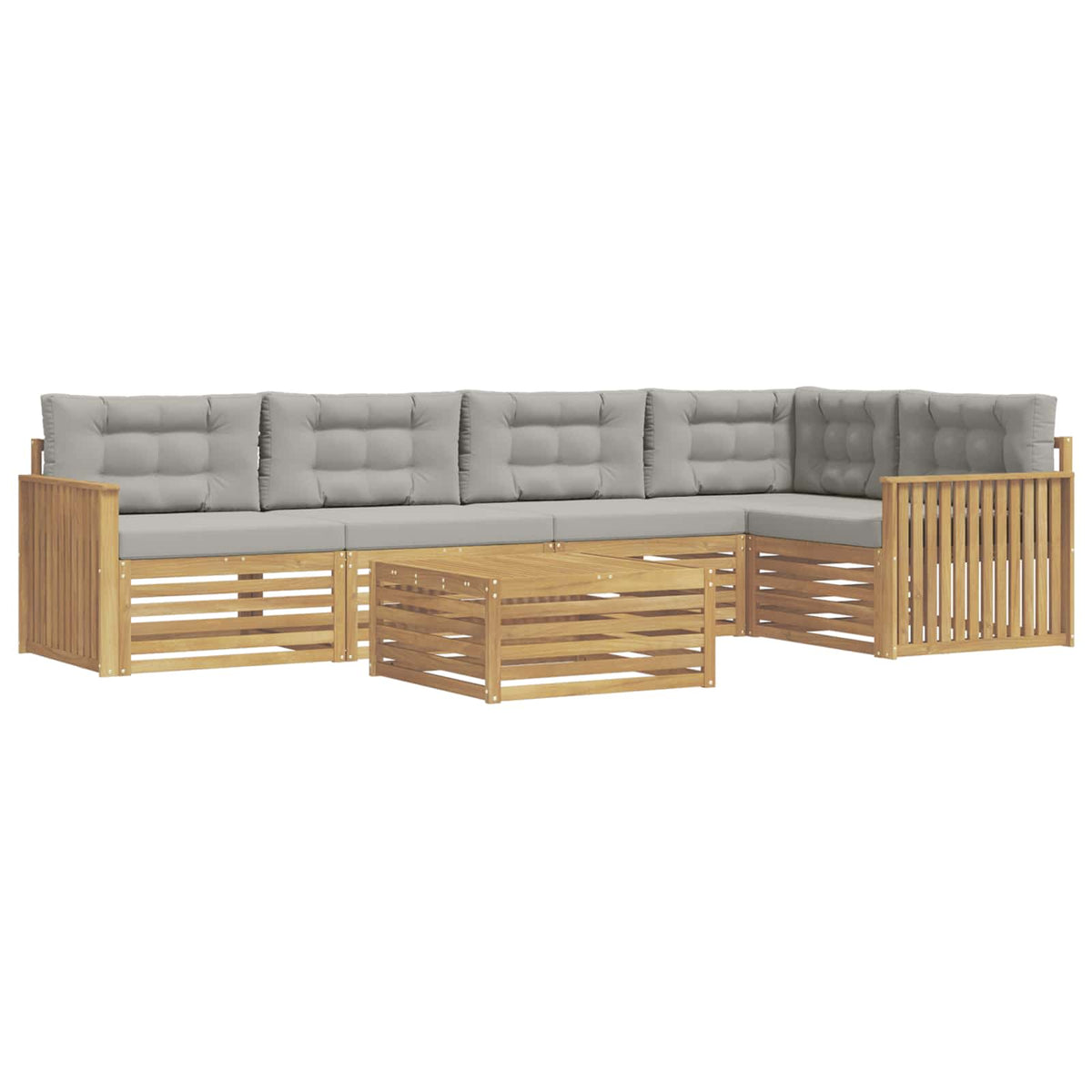 Set vanjskih sofa 6 kom. Bijela i svjetlosiva Poliester