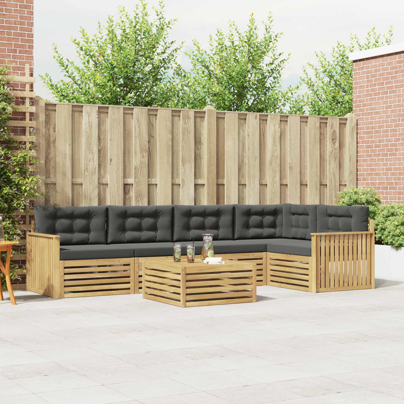 Set vanjskih sofa 6 kom. Bijela i antracit Poliester