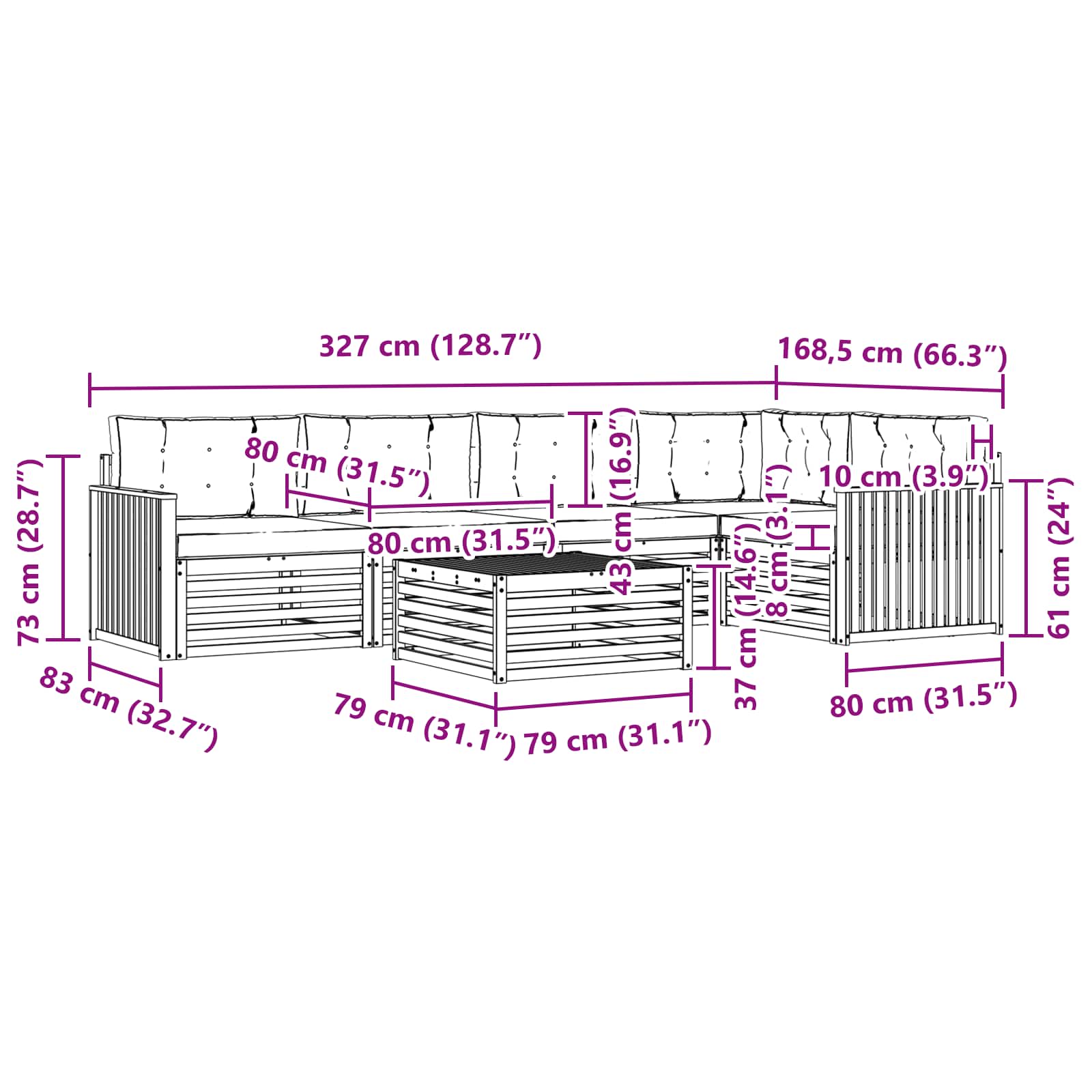 Set vanjskih sofa 6 kom. Bijela i antracit Poliester
