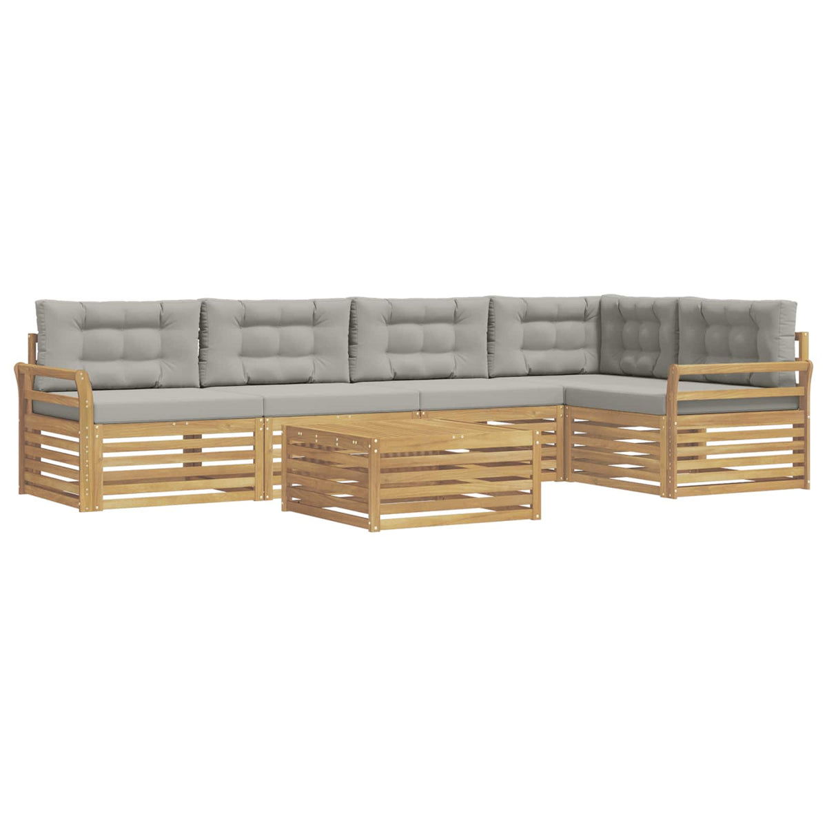 Set vanjskih sofa 6 kom. Bijela i svjetlosiva Poliester