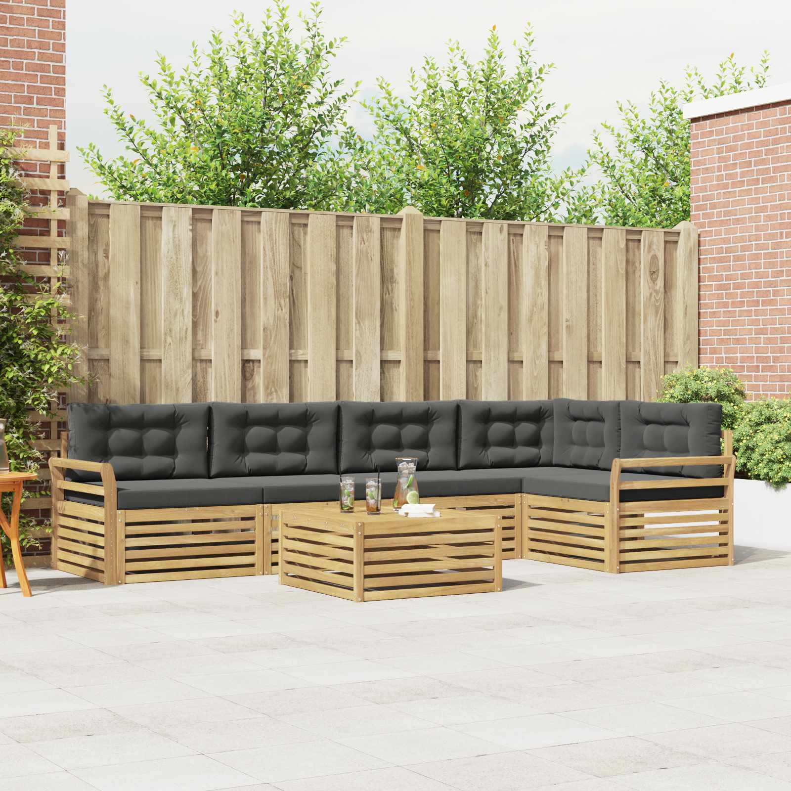 Set vanjskih sofa 6 kom. Bijela i antracit Poliester