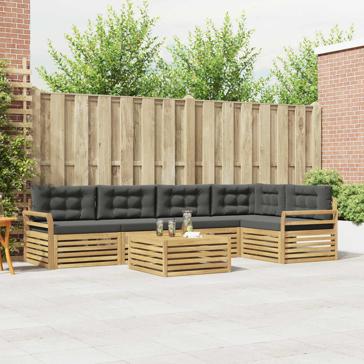 Set vanjskih sofa 6 kom. Bijela i antracit Poliester