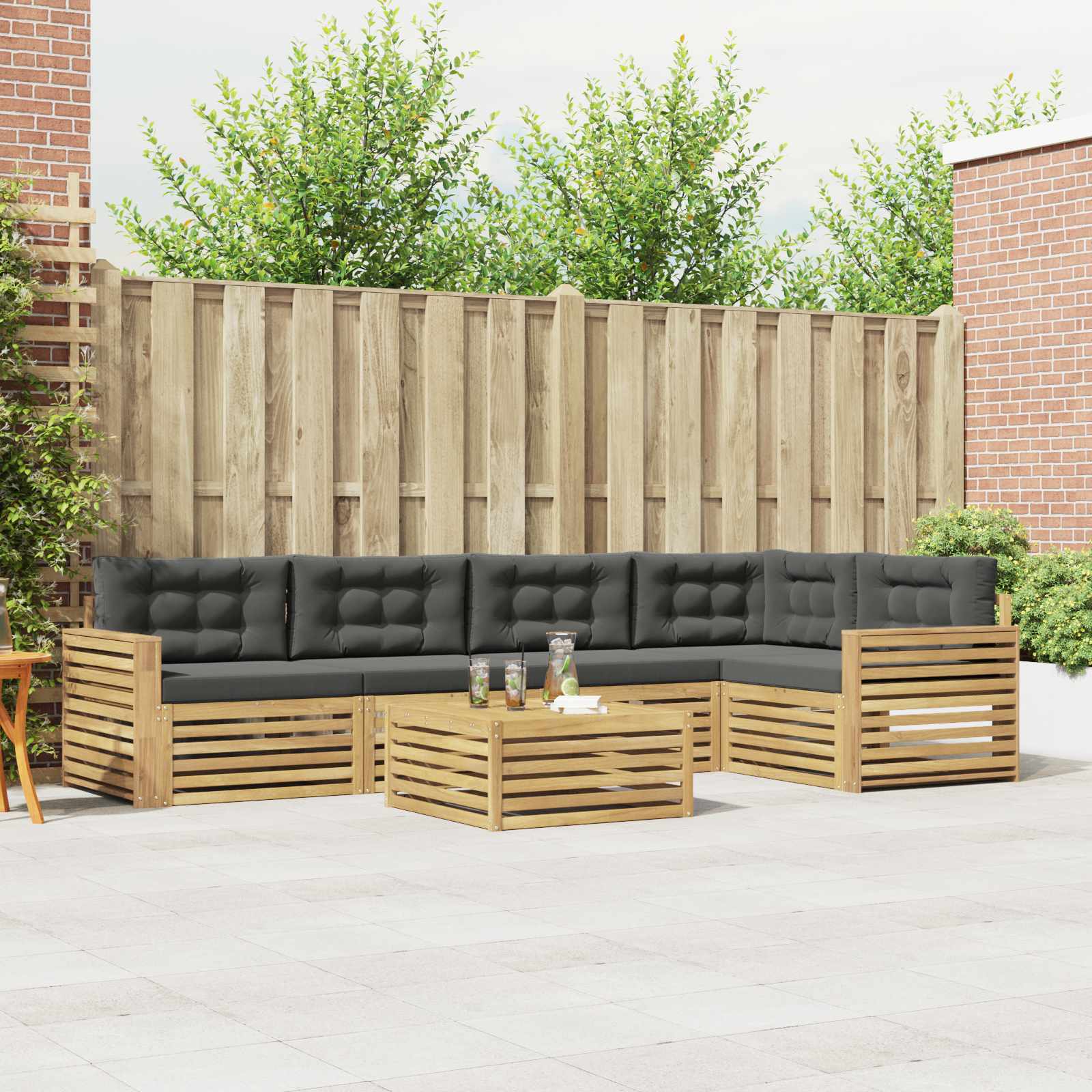 Set vanjskih sofa 6 kom. Bijela i antracit Poliester