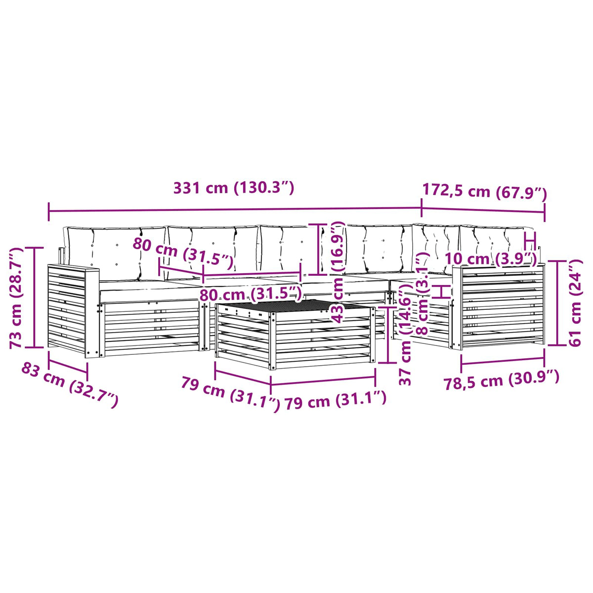 Set vanjskih sofa 6 kom. Bijela i antracit Poliester
