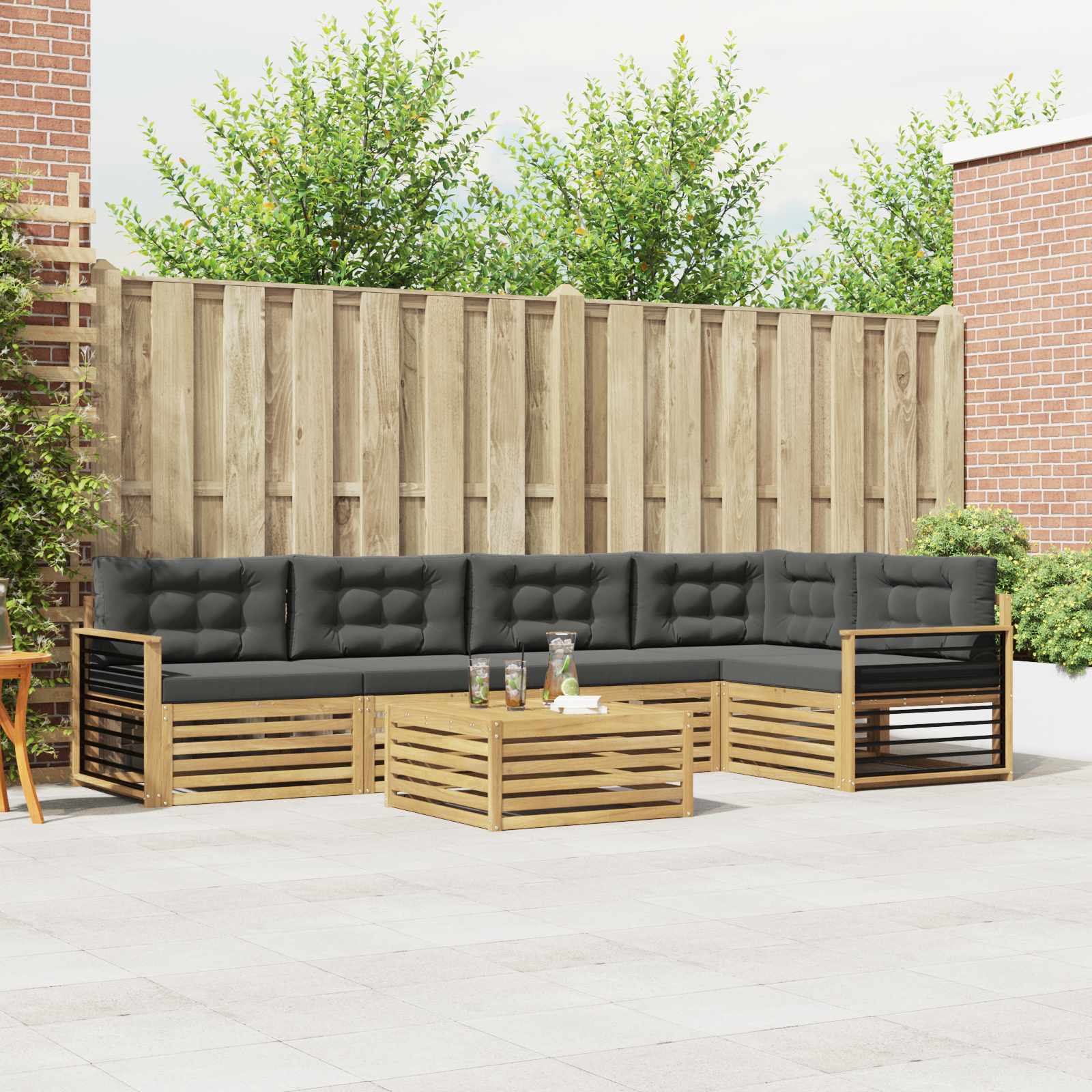 Set vanjskih sofa 6 kom. Bijela i antracit Poliester