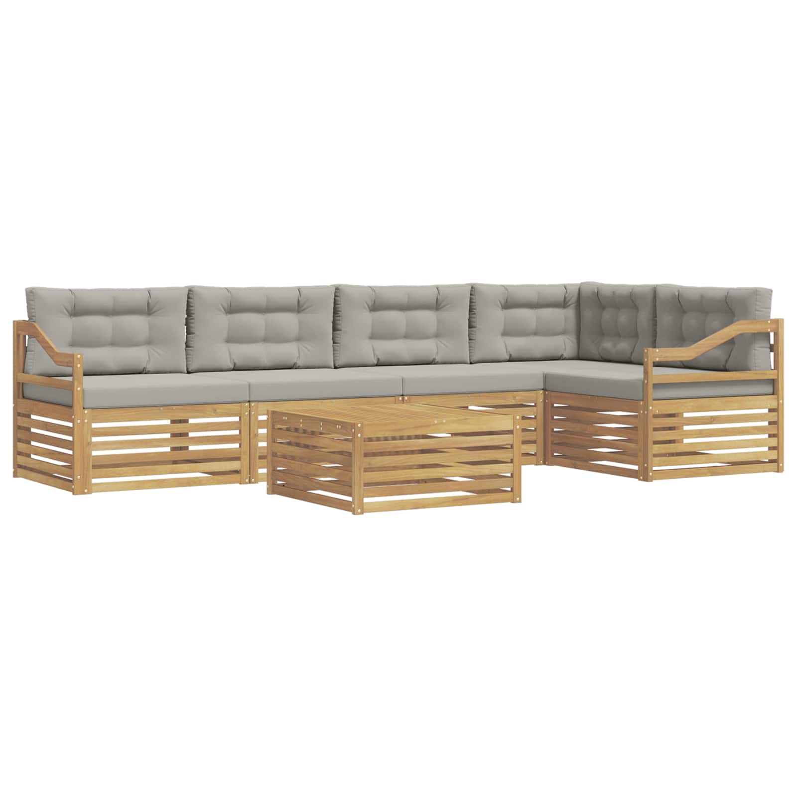 Set vanjskih sofa 6 pcs Bijela i svjetlosiva Poliester