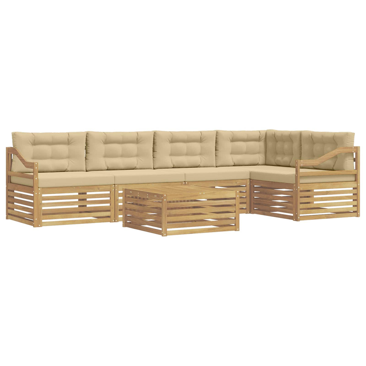 Set vanjskih sofa 6 kom. Bijela i bež Poliester