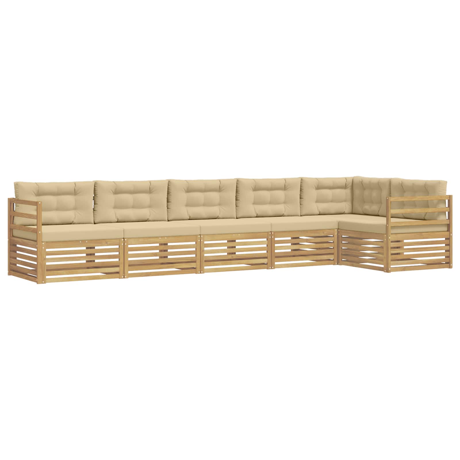 Set vanjskih sofa 6 pcs Bijela i bež 404 x 166,5 x 73 cm