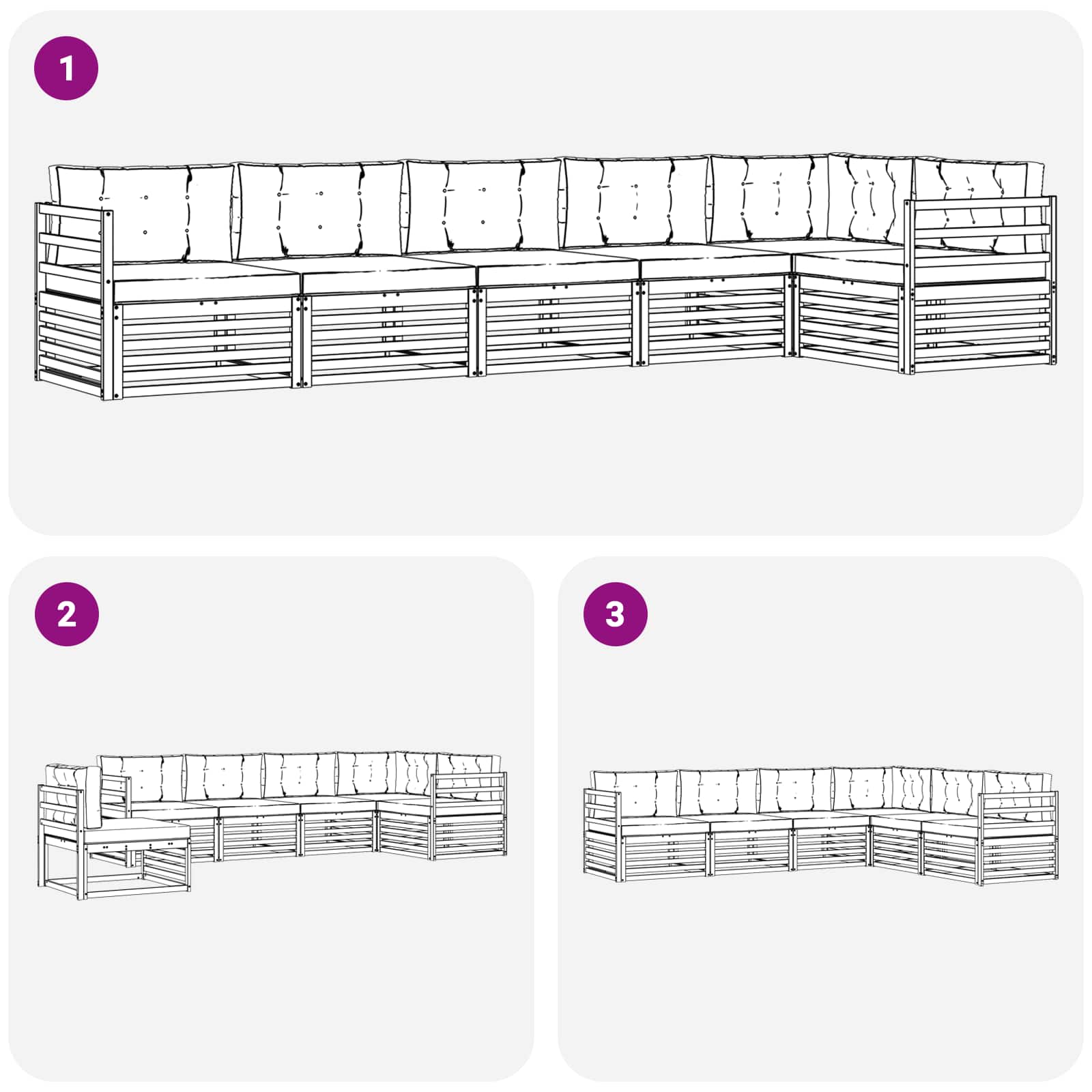 Set vanjskih sofa 6 pcs Bijela i bež 404 x 166,5 x 73 cm
