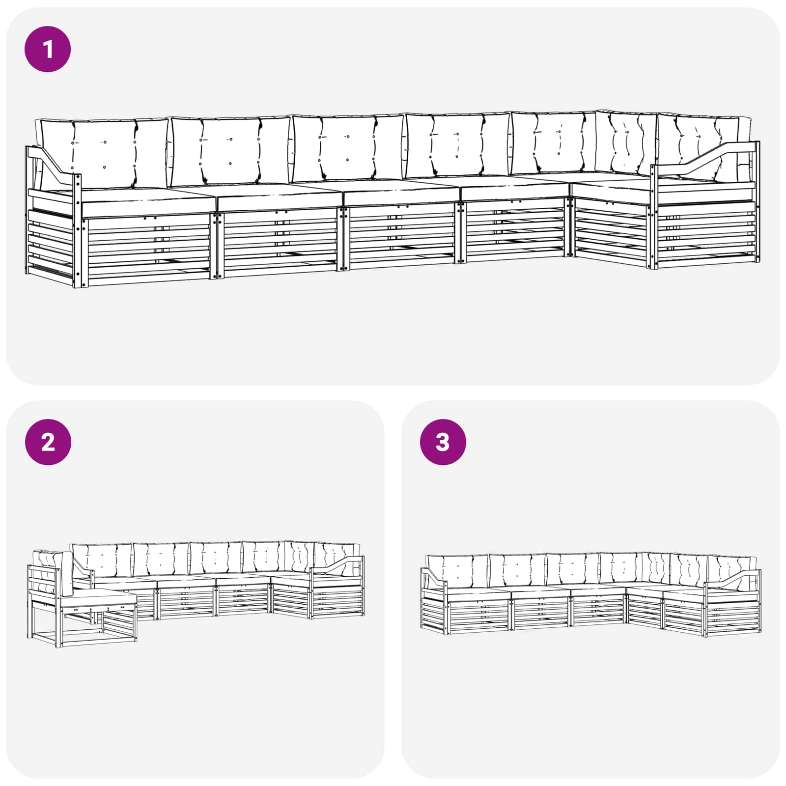 Set vanjskih sofa 6 pcs Bijela i bež 404 x 166,5 x 73 cm