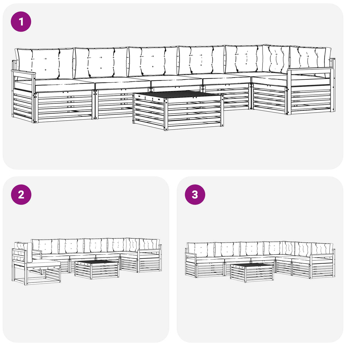 Set vanjskih sofa 7 kom. Bijela i antracit Smeđa 79 x 79 x 37 cm