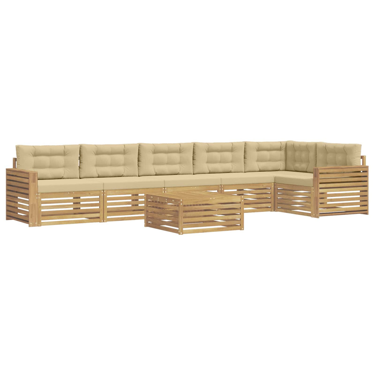Set vanjskih sofa 7 kom. Bijela i bež Poliester