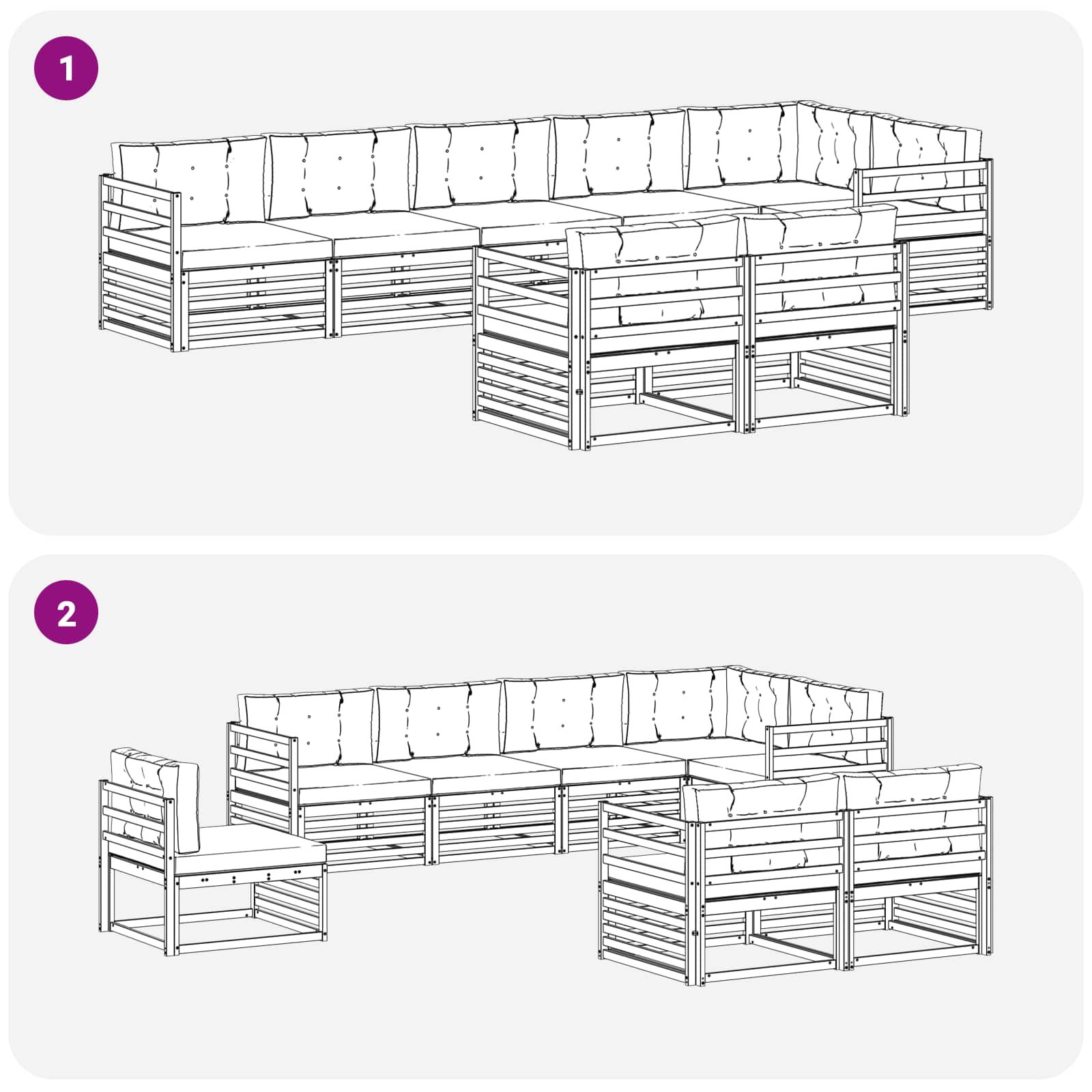 Set vanjskih sofa s jastukom 8 pcs Bijela i krem Poliester