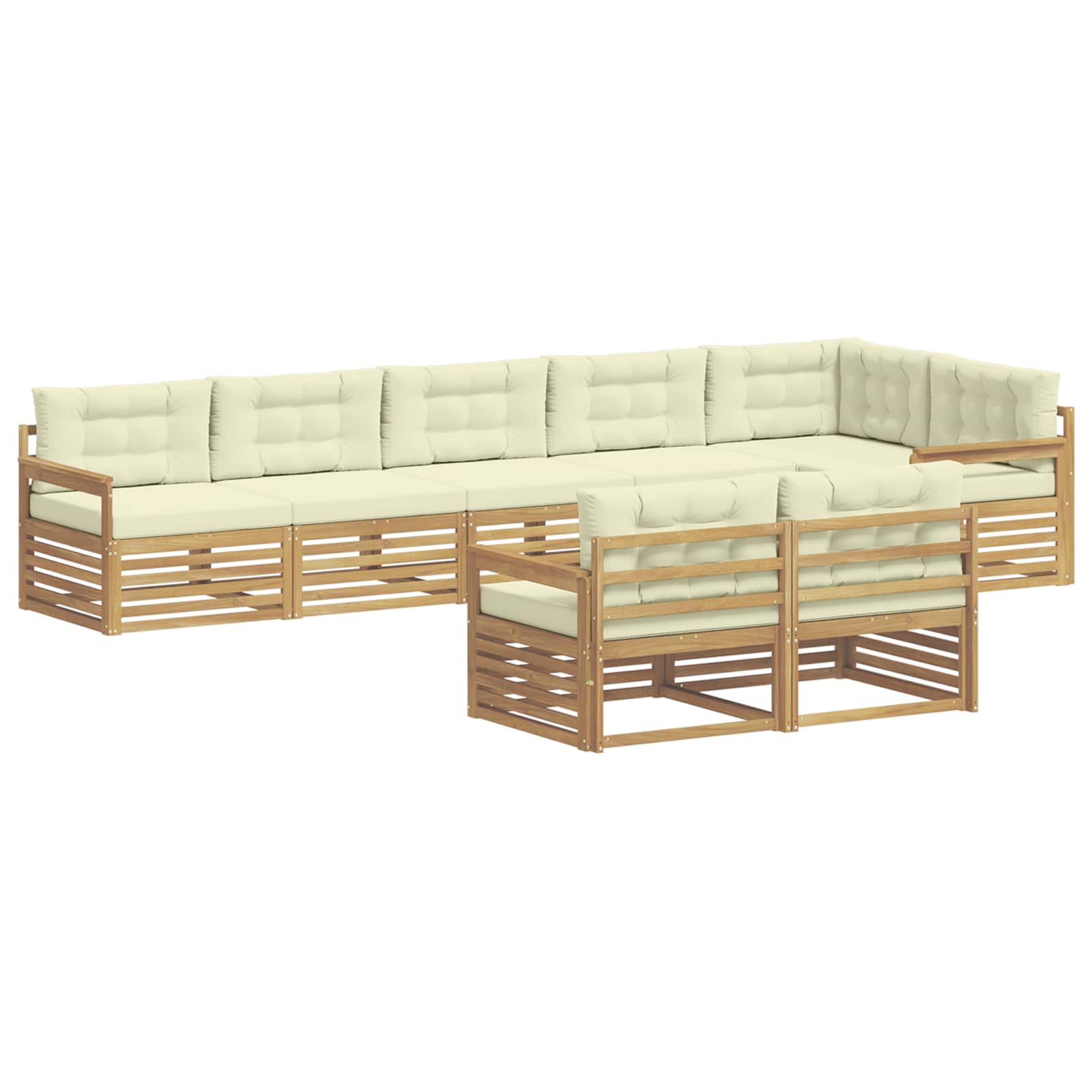 Set vanjskih sofa s jastukom 8 pcs Bijela i krem Poliester