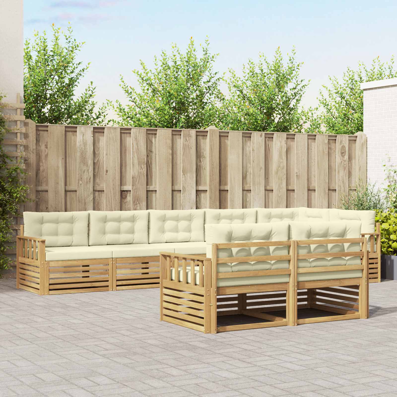 Set vanjskih sofa s jastukom 8 pcs Bijela i krem Poliester