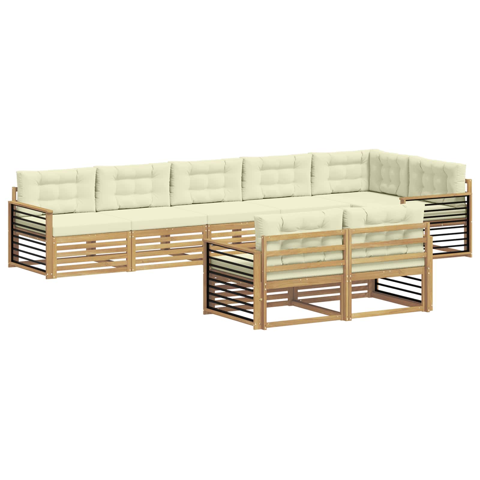 Set vanjskih sofa s jastukom 8 pcs Bijela i krem Poliester