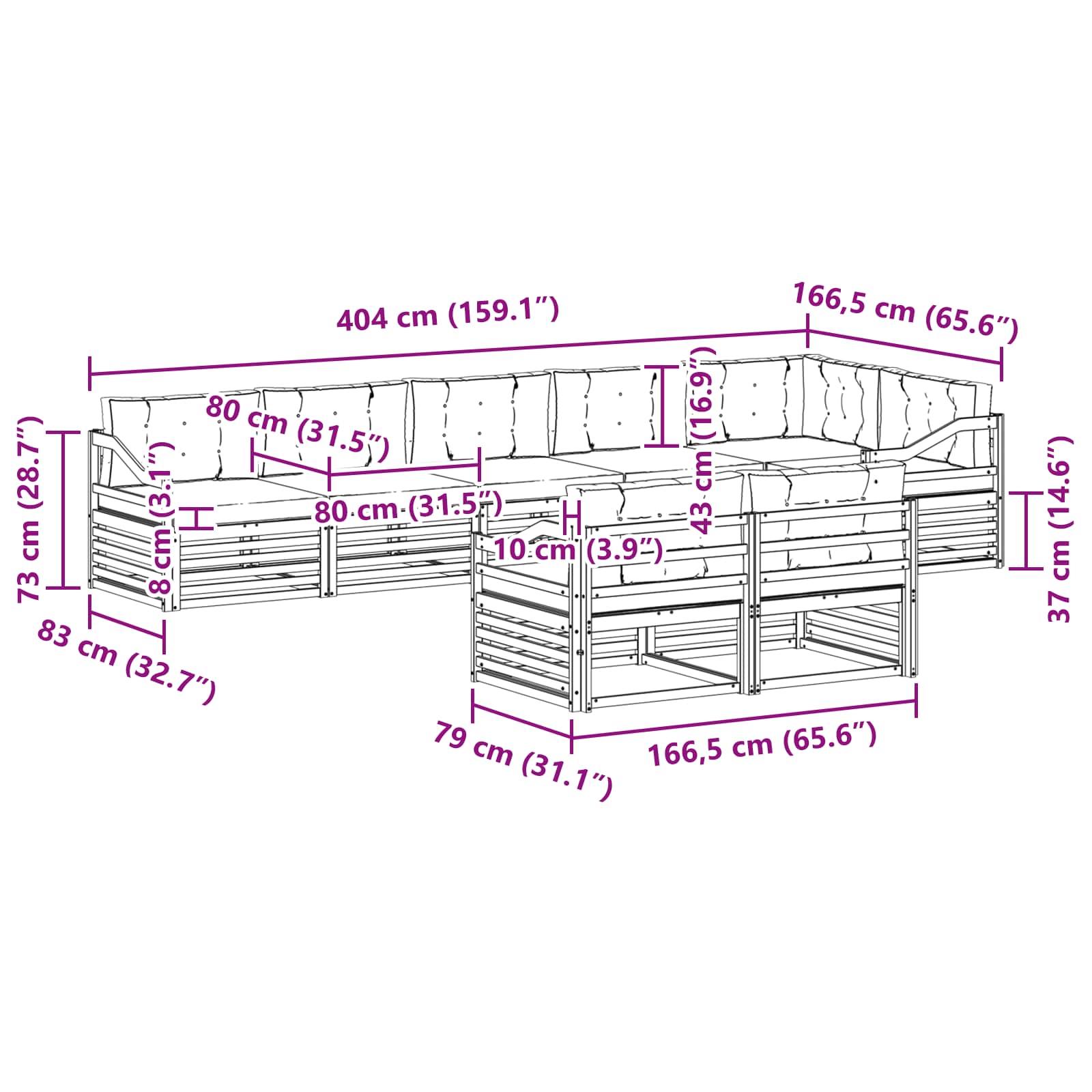 Set vanjskih sofa s jastukom 8 pcs Bijela i antracit Poliester